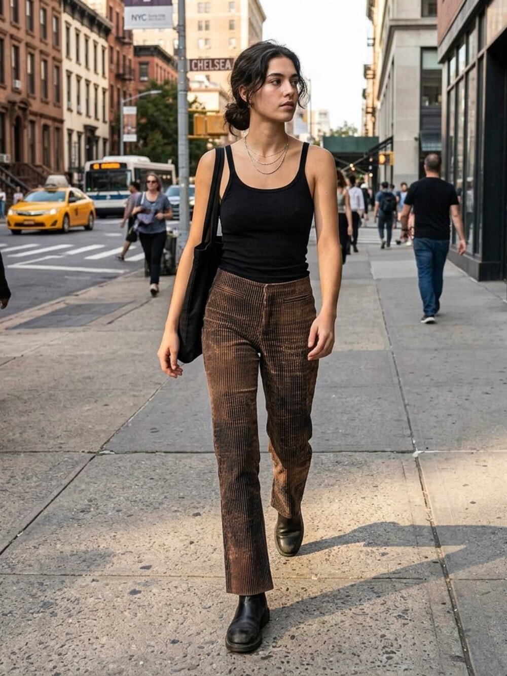 Mesmerize Womens Stretch Wide Corduroy Pants 4 Black/Brown Wash